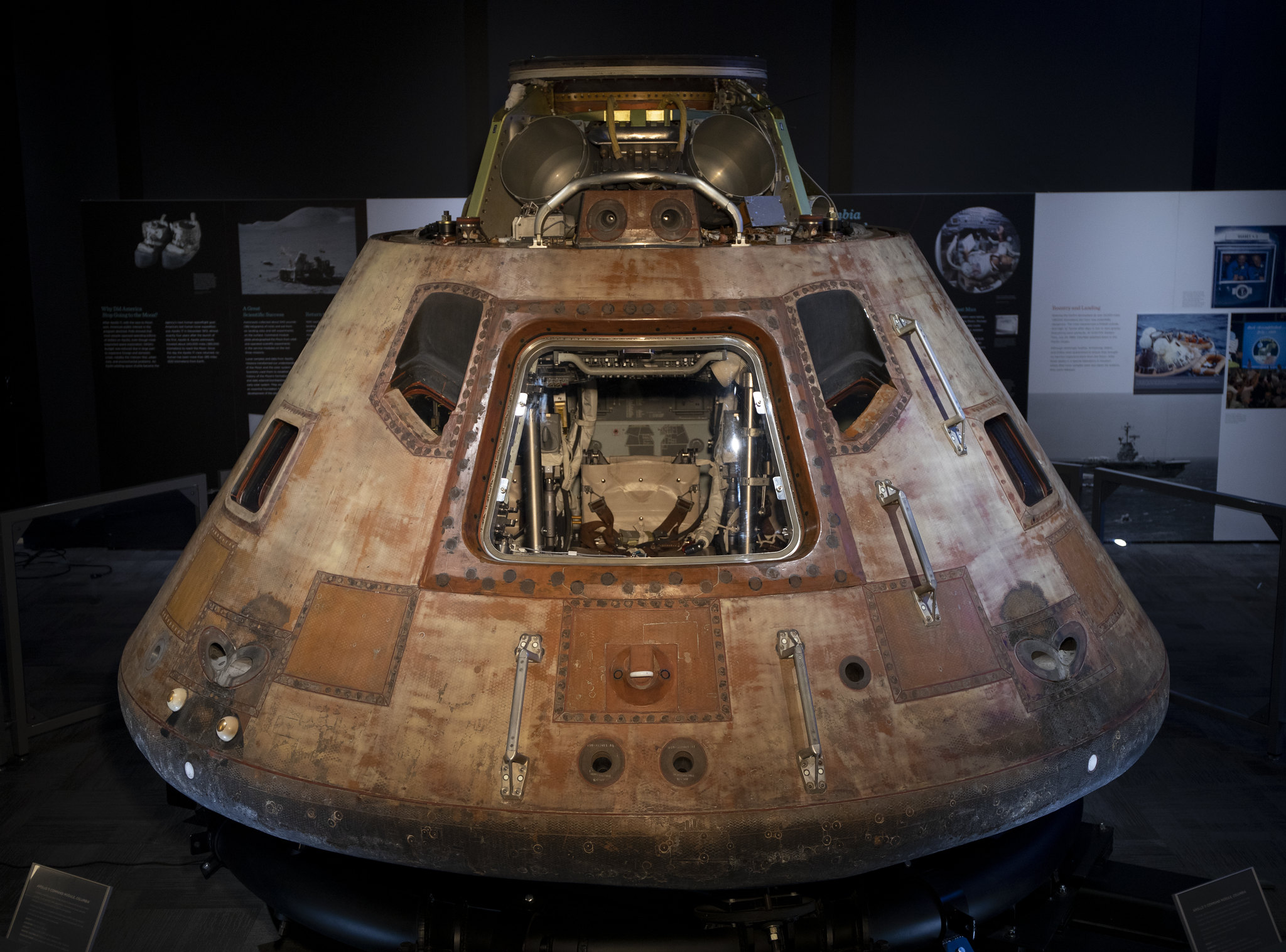 Historic Artifact: The Columbia Command Module at the heart of Destination Moon exhibit.