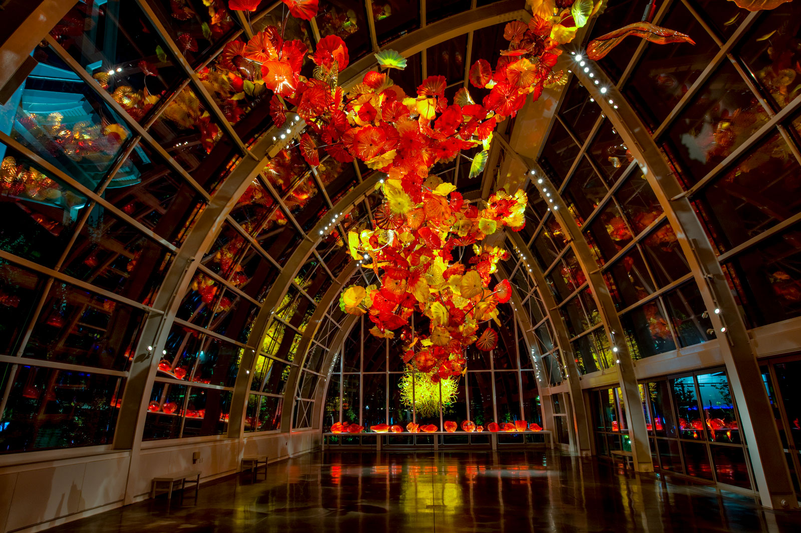 The vibrant allure of the Garden at Chihuly Garden and Glass.